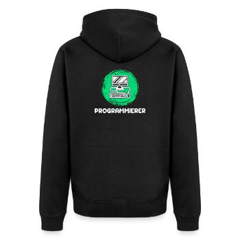 Computerfreak Skripting Developer Programmierer - Unisex Premium Bio Zip Hoodie - Schwarz - Hinten - Nico (187cm)
