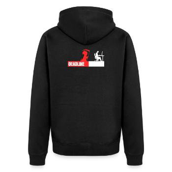 Computerfreak Developer Coden Statement Skripting - Unisex Premium Bio Zip Hoodie - Schwarz - Hinten - Nico (187cm)