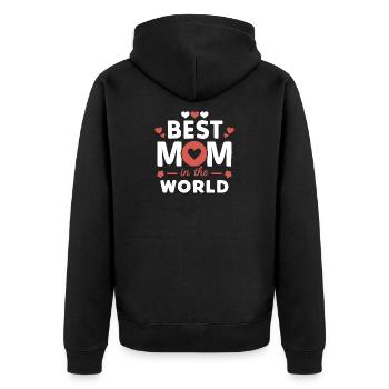 Beste Mama der Welt - Unisex Premium Bio Zip Hoodie - Schwarz - Hinten - Nico (187cm)