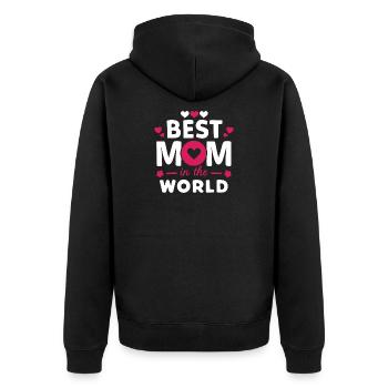 Beste Mutter der Welt - Unisex Premium Bio Zip Hoodie - Schwarz - Hinten - Nico (187cm)