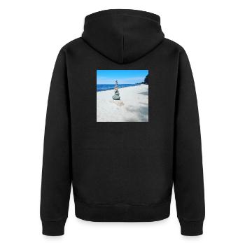 JensJensen - Unisex Premium Bio Zip Hoodie - Schwarz - Hinten - Nico (187cm)