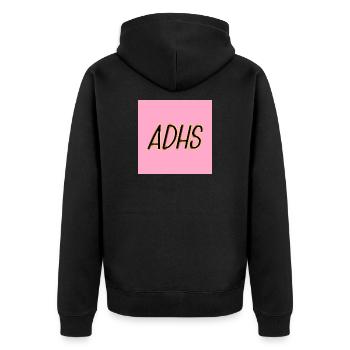 ADHS Psychologie - Unisex Premium Bio Zip Hoodie - Schwarz - Hinten - Nico (187cm)