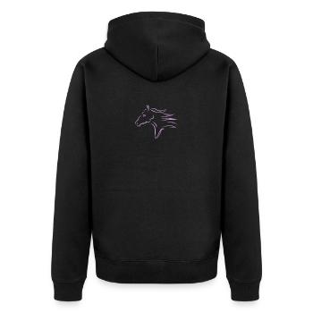 Schnell laufender Pferdekopf - Unisex Premium Bio Zip Hoodie - Schwarz - Hinten - Nico (187cm)