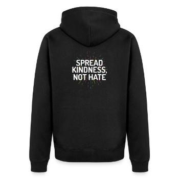 LGBT Pride Month - Verbreiten Sie Freundlichkeit statt Hass - Unisex Premium Bio Zip Hoodie - Schwarz - Hinten - Nico (187cm)