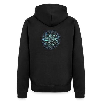Hai Aboriginal Muster Australien Schattierungen Blau - Unisex Premium Bio Zip Hoodie - Schwarz - Hinten - Nico (187cm)