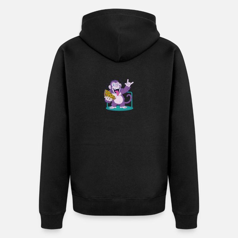 Pizza : Monkey rend les choses meilleures ! - Veste à capuche bio Premium Unisexe - noir