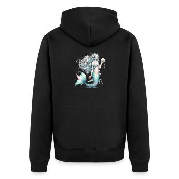 zauberhafte Meerjungfrau in Pastellfarben - Unisex Premium Bio Zip Hoodie - Schwarz - Hinten - Nico (187cm)