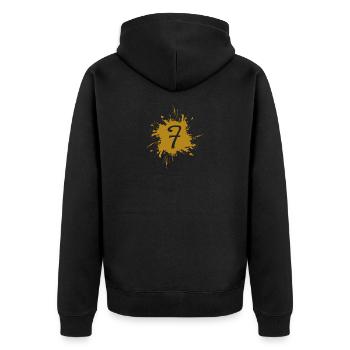 Letter F - Initial Letter F Gold - Unisex Premium Organic Zip Hoodie - black - Back - Nico (187cm)