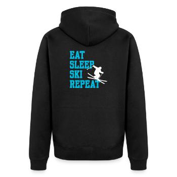 Schifahren Statement Schispringen Wintersport Kalt - Unisex Premium Bio Zip Hoodie - Schwarz - Hinten - Nico (187cm)