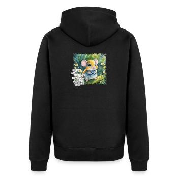 Was Du hast können viele haben - Maus Poster - Unisex Premium Bio Zip Hoodie - Schwarz - Hinten - Nico (187cm)