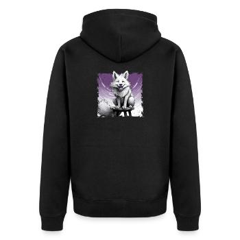Bande dessinée Fox, riant, assis sur un tabouret | Affiche - Veste à capuche bio Premium Unisexe - noir - Dos - Nico (187cm)