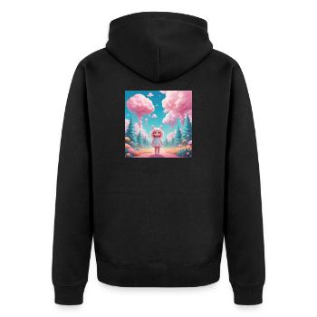 Girl in Cotton Candy Forest - Unisex Premium Organic Zip Hoodie - black - Back - Nico (187cm)