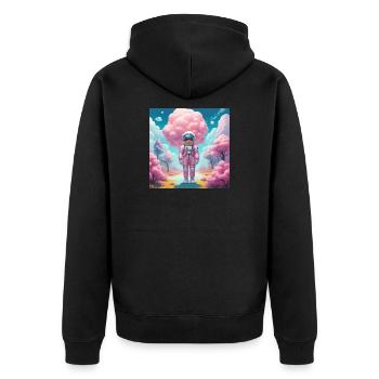 Spaceman - Unisex Premium Bio Zip Hoodie - Schwarz - Hinten - Nico (187cm)