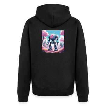 Robot - Unisex Premium Organic Zip Hoodie - black - Back - Nico (187cm)