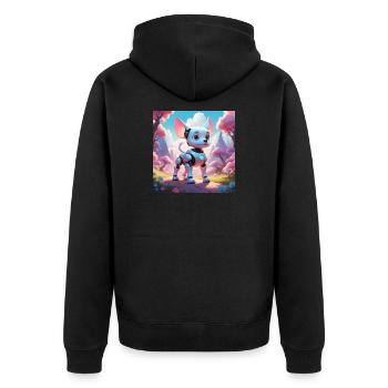 Robodog - Unisex Premium Bio Zip Hoodie - Schwarz - Hinten - Nico (187cm)