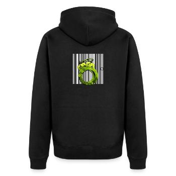 SPOT - STATUS - Unisex Premium Bio Zip Hoodie - Schwarz - Hinten - Nico (187cm)