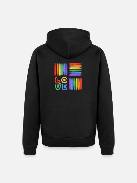 Rainbow Love Brush Art - Unisex Premium Organic Zip Hoodie - black