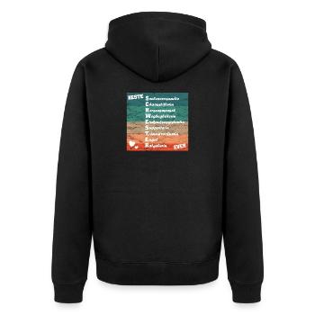 beste Schwester ever Die beste Schwester der Welt - Unisex Premium Bio Zip Hoodie - Schwarz - Hinten - Nico (187cm)