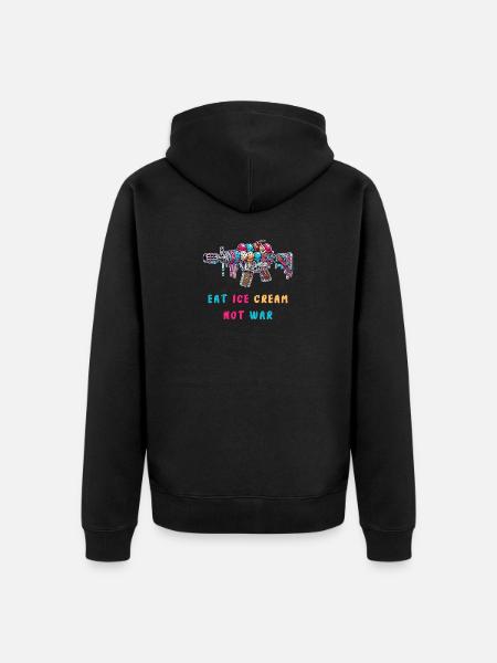 Eiscreme statt Krieg - Unisex Premium Bio Zip Hoodie - Schwarz