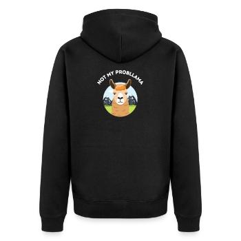 Not My Probllama – Sarcastic Llama Pun - Unisex Premium Organic Zip Hoodie - black - Back - Nico (187cm)
