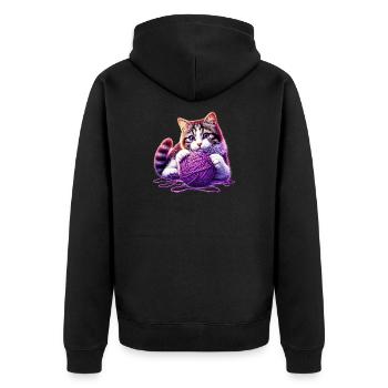 Le chat joue avec une pelote de laine - Veste à capuche bio Premium Unisexe - noir - Dos - Nico (187cm)