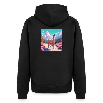 Llama in the mountains - Unisex Premium Organic Zip Hoodie - black - Back - Nico (187cm)