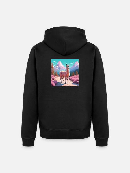 Llama in the mountains - Unisex Premium Organic Zip Hoodie - black