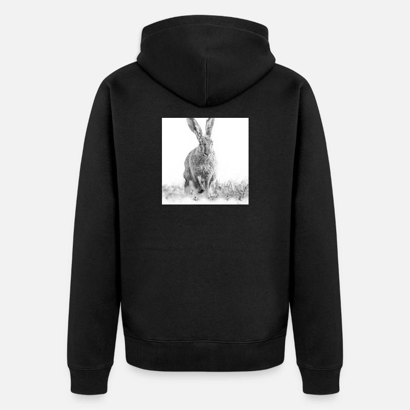 Lapin sautillant noir blanc - Veste à capuche bio Premium Unisexe - noir