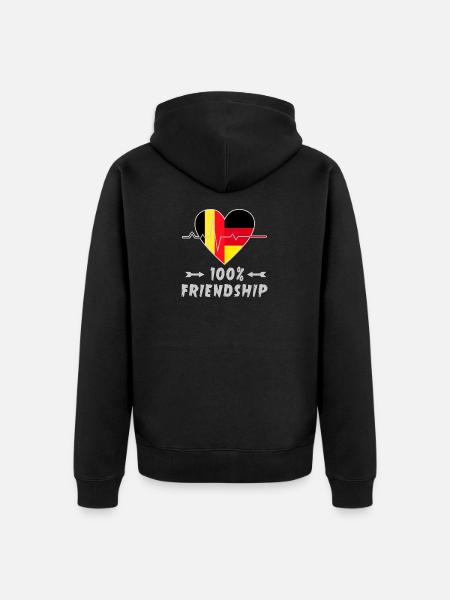 Belgium and Germany 100% friendship - Unisex Premium Organic Zip Hoodie - black