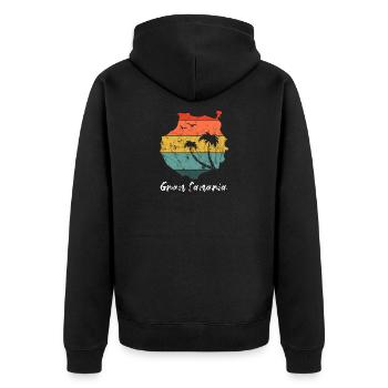 Gran Canaria Umriss Karte Kanaren retro vintage - Unisex Premium Bio Zip Hoodie - Schwarz - Hinten - Nico (187cm)