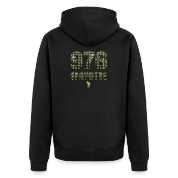 T-SHIRT 976 MAYOTTE - Unisex Premium Bio Zip Hoodie - Schwarz - Hinten - Nico (187cm)