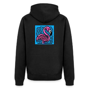 Flamingo - Unisex Premium Bio Zip Hoodie - Schwarz - Hinten - Nico (187cm)