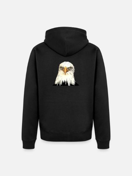 Adlerkopf Illustration mit intensivem Blick - Unisex Premium Bio Zip Hoodie - Schwarz