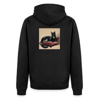 noir Oreiller chat - Veste à capuche bio Premium Unisexe - noir - Dos - Nico (187cm)