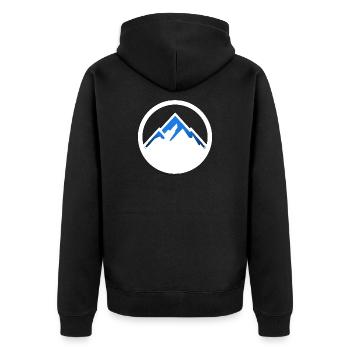 Mountains logo white - Unisex Premium Organic Zip Hoodie - black - Back - Nico (187cm)
