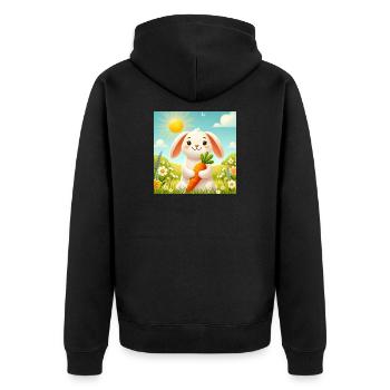 Süßes Häschen mit Karotte - Unisex Premium Bio Zip Hoodie - Schwarz - Hinten - Nico (187cm)
