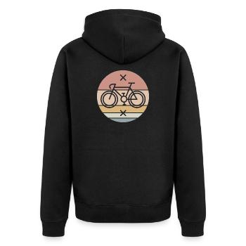 retro Fahrrad Rennrad Singlespeed Fixie Symbol - Unisex Premium Bio Zip Hoodie - Schwarz - Hinten - Nico (187cm)