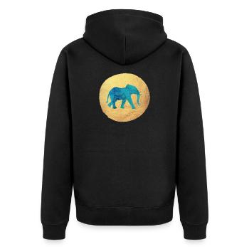 Yoga Kreis Elefant Luxus Yogi Indien Meditation om - Unisex Premium Bio Zip Hoodie - Schwarz - Hinten - Nico (187cm)