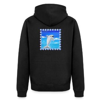 Cheeky Dolphin - Sonja Ariel von Staden - Unisex Premium Organic Zip Hoodie - black - Back - Nico (187cm)