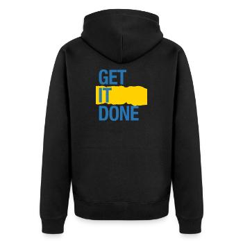 Erledigen Sie es (dunkel) - Unisex Premium Bio Zip Hoodie - Schwarz - Hinten - Nico (187cm)