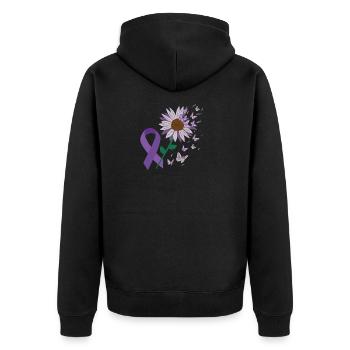 Epilepsy Purple Bow Flower Butterfly - Unisex Premium Organic Zip Hoodie - black - Back - Nico (187cm)