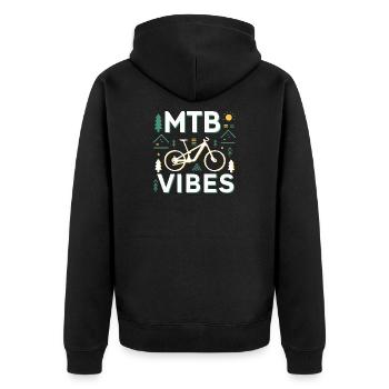 Mountain Bike Vibes Illustration - Unisex Premium Organic Zip Hoodie - black - Back - Nico (187cm)