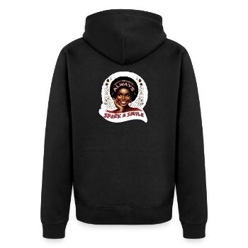SPARK A SMILE - Unisex Premium Organic Zip Hoodie - black - Back - Nico (187cm)