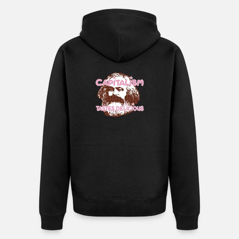 Capitalisme Pop Art Chocolat Marx - Veste à capuche bio Premium Unisexe - noir