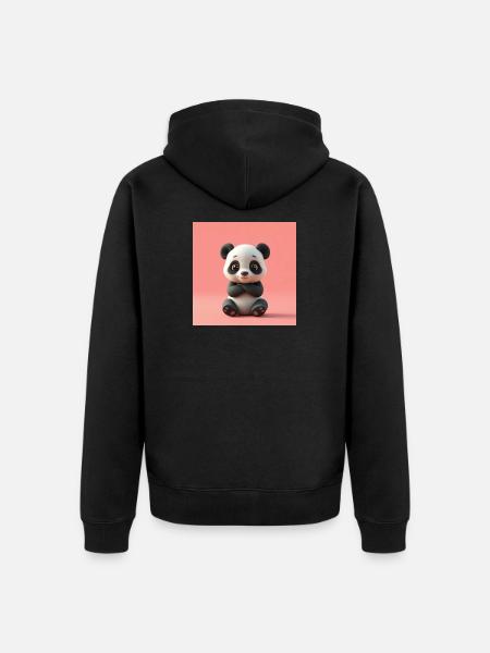 Panda effet cartoon - Veste à capuche bio Premium Unisexe - noir