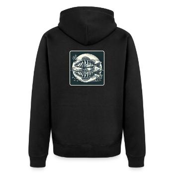Barsch Natur Angler Design - Unisex Premium Bio Zip Hoodie - Schwarz - Hinten - Nico (187cm)