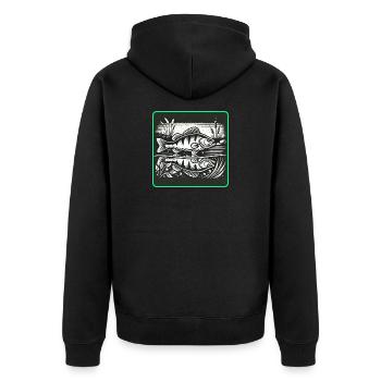 Design de poisson prédateur en forme de perche - Veste à capuche bio Premium Unisexe - noir - Dos - Nico (187cm)