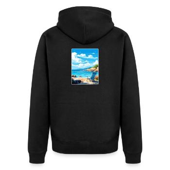 Crète Grèce Affiche de voyage Peinture de carte postale souvenir - Veste à capuche bio Premium Unisexe - noir - Dos - Nico (187cm)