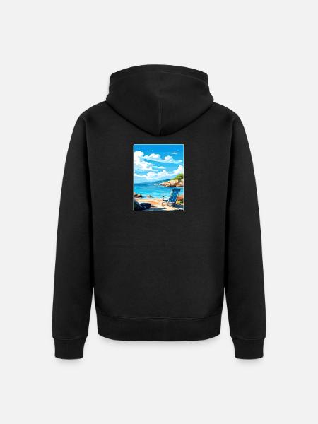 Kreeta Kreikka Matkajuliste Matkamuisto Postikorttimaali - Premium unisex luomu-huppari vetoketjulla - musta