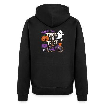 Halloween Bicycle Trick or Treat Design - Unisex Premium Organic Zip Hoodie - black - Back - Nico (187cm)